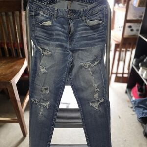 American Eagle Outfitters Light Blue Ripped Cropped Jeans